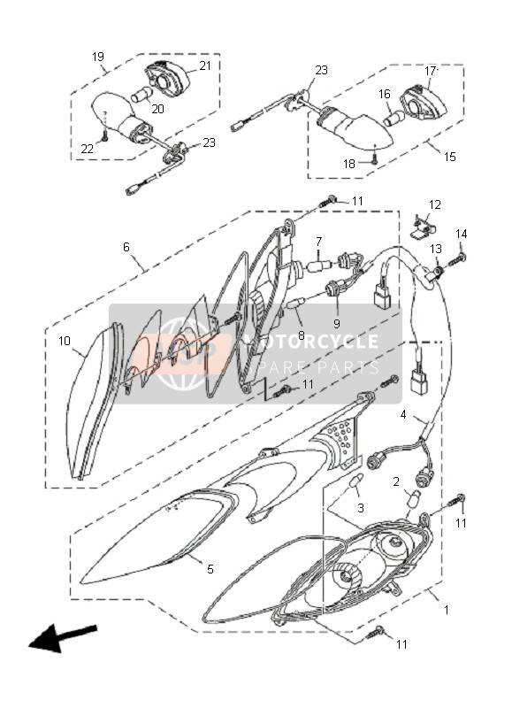 Yamaha T135FI CRYPTON X 2011 Luz intermitente para un 2011 Yamaha T135FI CRYPTON X